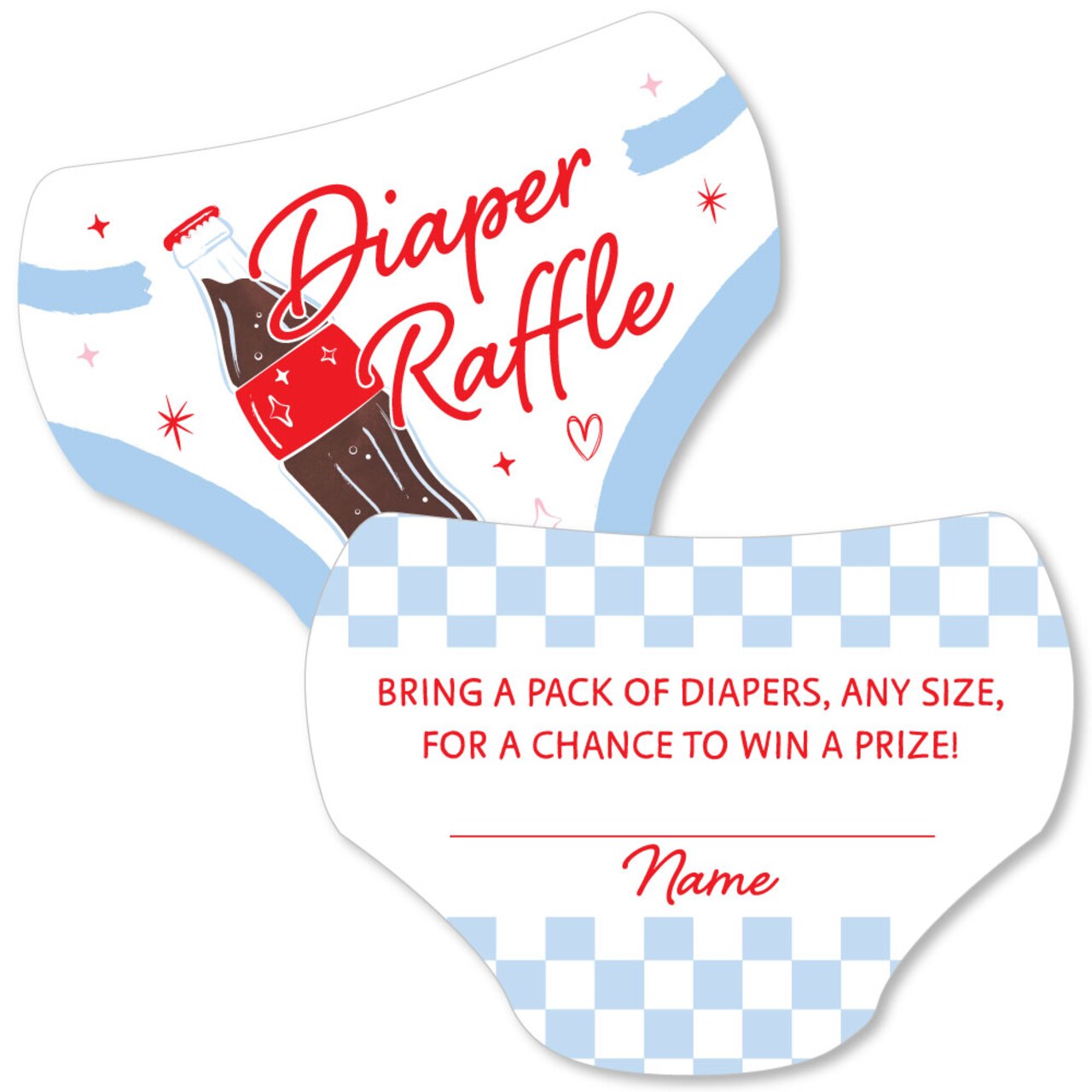 Big Dot of Happiness She's Ready to Pop Baby Shower Diaper Raffle Game Cards, Retro Soda Pop Activities, Diaper-Shaped Raffle Ticket Inserts - 24 Ct